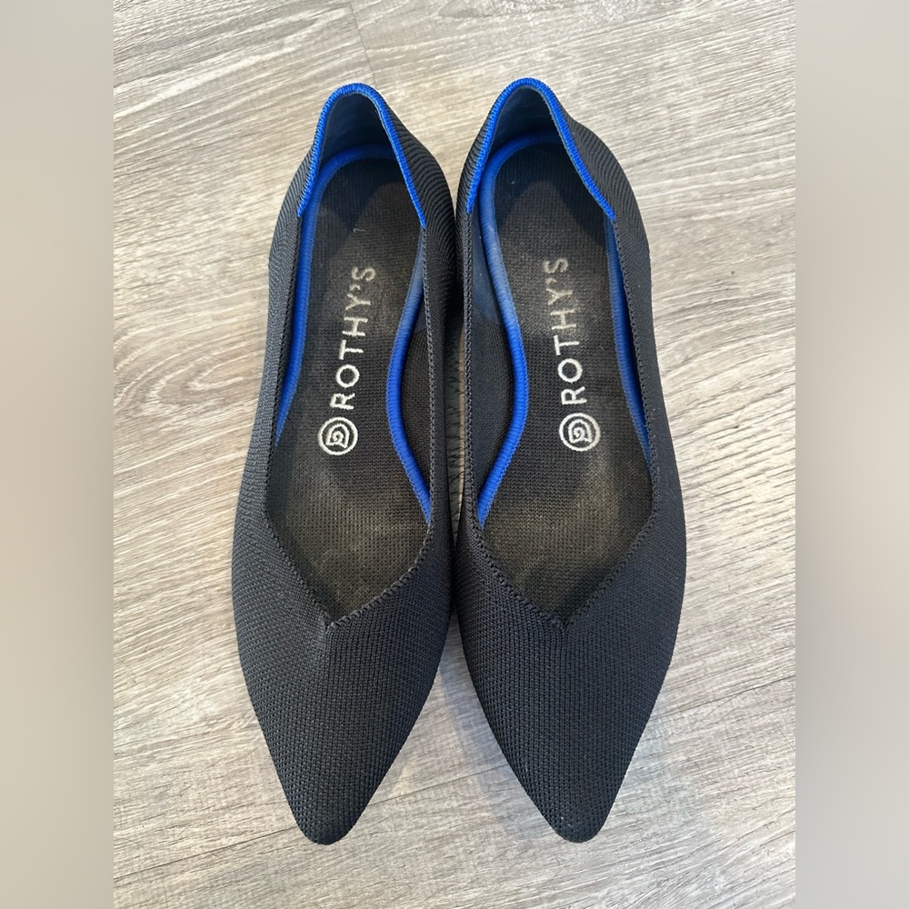 Rothy’s black pointed toe flats size W8.5